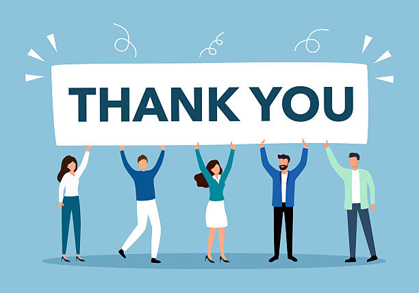 people show thank you message via text sign in flat design vector illustration.